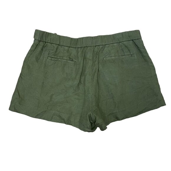 J. CREW 100% Linen Breathable Lightweight Shorts Pockets Olive Green size 12 - Picture 5 of 7